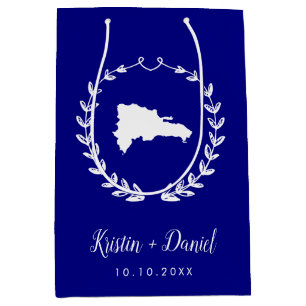 Sacola Para Presentes Média Marinho Azul República Dominicana Casamento de Map