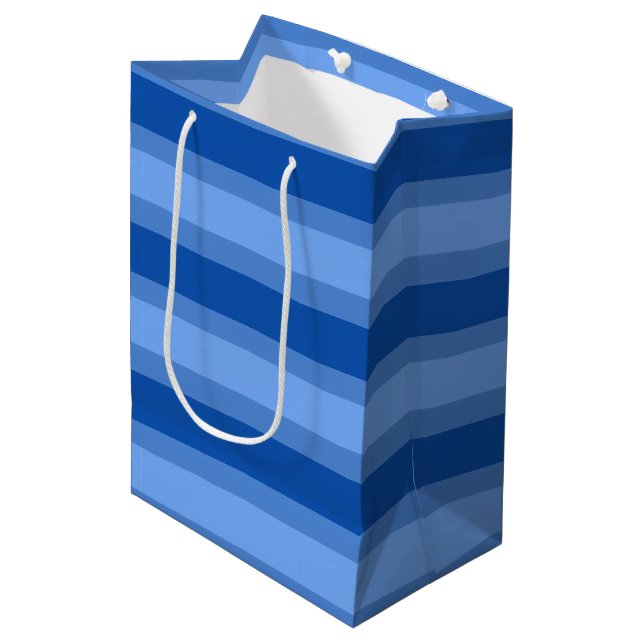 Sacola Para Presentes Média Marinho azul Simples Moderno Nome da Faixa de Duas (Frente inclinada)