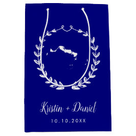 Sacola Para Presentes Média Marinho Azul Turcos e Casamento Caico Map Boas-vin