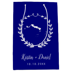 Sacola Para Presentes Média Marinho Azul Turcos e Casamento Caico Map Boas-vin