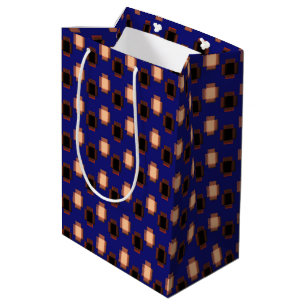 Sacola Para Presentes Média Marinho Blue Art Deco