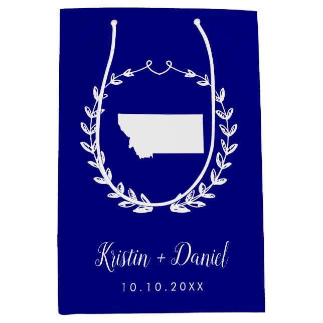 Sacola Para Presentes Média Marinho Blue Montana Map Welcome Swag (Frente)