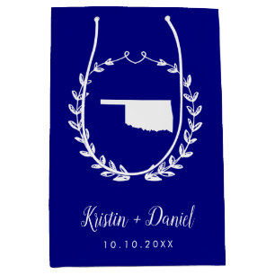 Sacola Para Presentes Média Marinho Blue Oklahoma Map Weding Welcome Swag