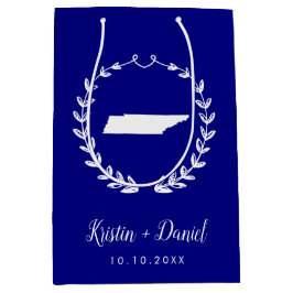 Sacola Para Presentes Média Marinho Blue Tennessee Map Weding Swag de Boas-vin