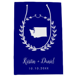 Sacola Para Presentes Média Marinho Blue Washington Map Bote de Boas-vindas Sw