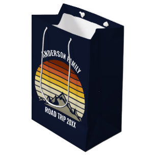 Sacola Para Presentes Média Marinho de Montanha Sunset Personalizado Azul