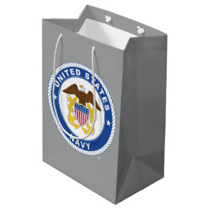Sacola Para Presentes Média Marinho dos EUA Agente Crest