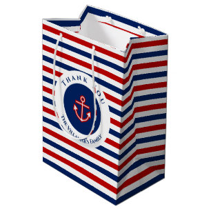 Sacola Para Presentes Média Marinho Marinho Náutico Vermelho Vermelho Azul St