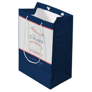Sacola Para Presentes Média Marinho Nosso Pequeno Baseball De Caramelo A Qualq