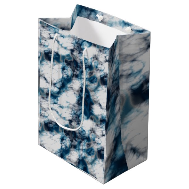 Sacola Para Presentes Média Mármore Azul (Frente inclinada)