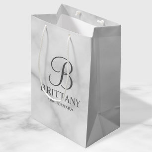 Sacola Para Presentes Média Mármore branco elegante damas de honra