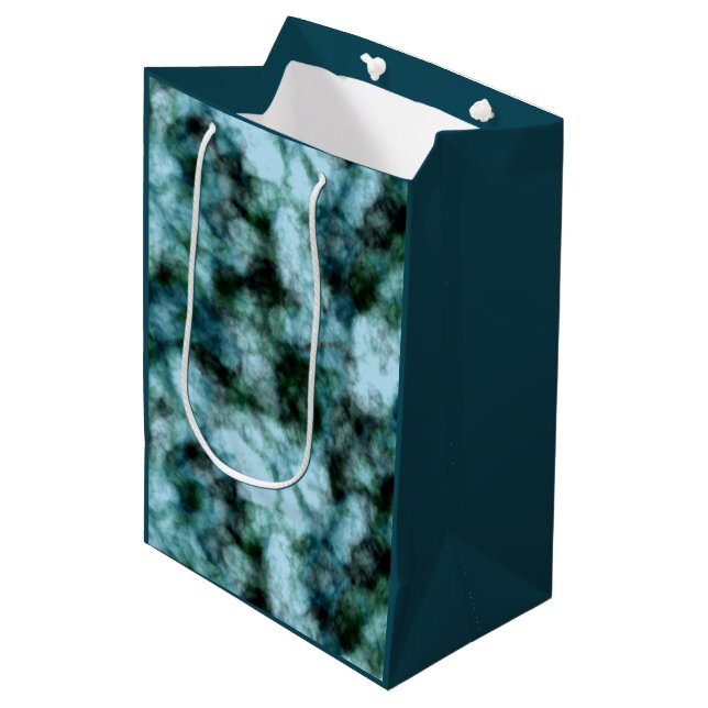 Sacola Para Presentes Média Mármore Verde Azul (Frente inclinada)