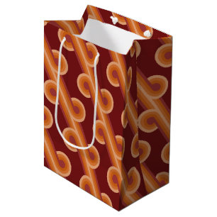 Sacola Para Presentes Média Maroon Red Orange Circles Fusion Fine Art Patterno