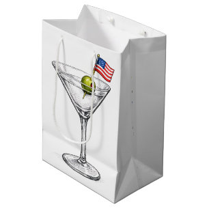 Sacola Para Presentes Média Martini de Aniversário com Bandeira Americana