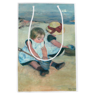 Sacola Para Presentes Média Mary Cassatt - Crianças Brincando na Praia