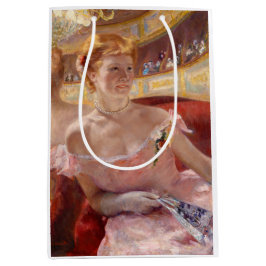 Sacola Para Presentes Média Mary Cassatt - Mulher com Colar de Pérola num cama