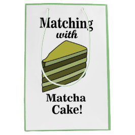 Sacola Para Presentes Média Matcha Green Cake Engraçado Aniversário