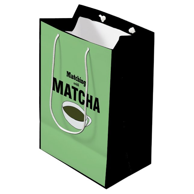 Sacola Para Presentes Média Matcha Green Tea (Frente inclinada)