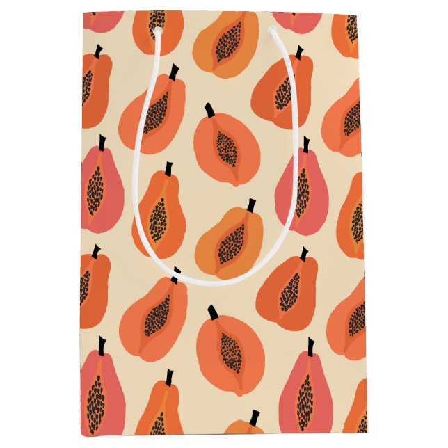 Sacola Para Presentes Média Matizes De Laranja De Papaya (Frente)