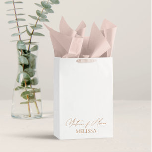 Sacola Para Presentes Média Matriz Branca de Caligrafia Elegante de Favoritos