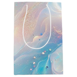 Sacola Para Presentes Média Maturação Dourada da luz azul holográfica opal, be