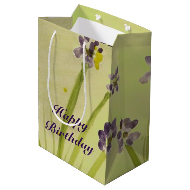 Sacola Para Presentes Média Med Gift Bag Em Puro E Limão Floral (Verso inclinado)