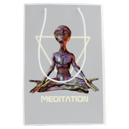 Sacola Para Presentes Média Meditação. Alienígena em pose tranquila