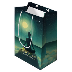 Sacola Para Presentes Média Meditação de Yoga - Noite de Estrelas de Lua Compl