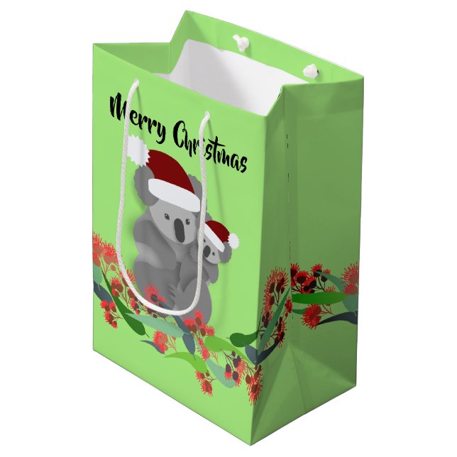 Sacola Para Presentes Média Medium Christmas Koalas (Frente inclinada)