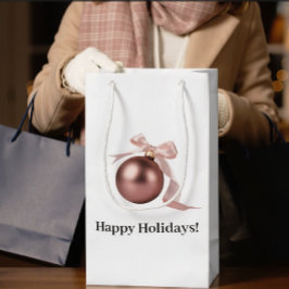 SACOLA PARA PRESENTES MÉDIA MEDIUM DUSTY ROSE HOLIDAY ORNAMENT GIFT BAG
