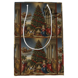 Sacola Para Presentes Média Medium Nativity Santa Christmas Gift Bag