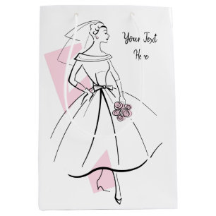 Sacola Para Presentes Média Meio de bolsa de presente de texto cor-de-rosa com