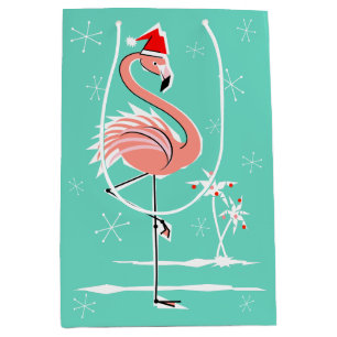 Sacola Para Presentes Média Meio do saco do presente do flamingo do Natal