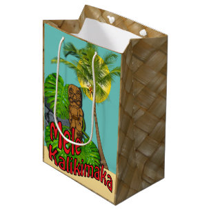 Sacola Para Presentes Média Meio havaiano do dia de Natal de Tiki Mele