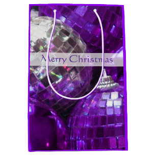 Sacola Para Presentes Média Meio roxo do saco do presente do Feliz Natal dos