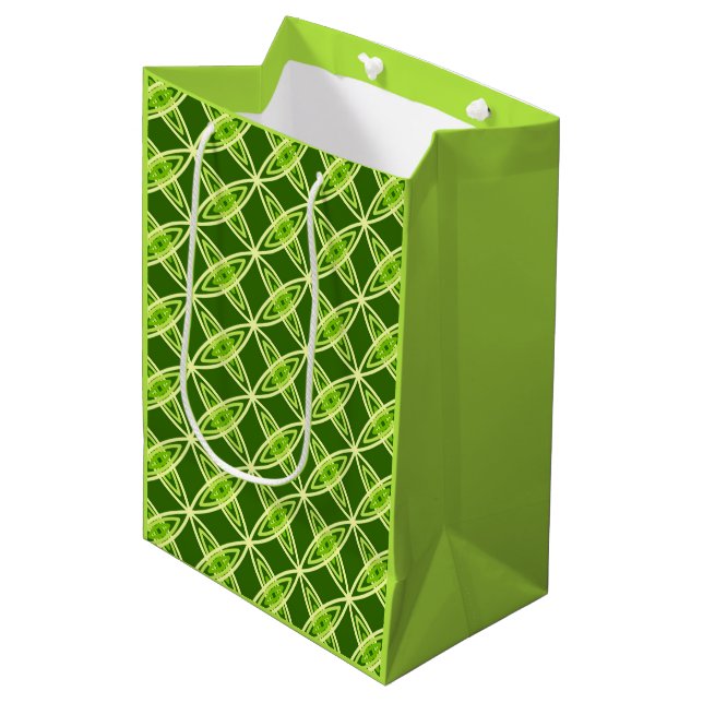 Sacola Para Presentes Média Meio século Atômica Moderno - Verde-Azul (Frente inclinada)