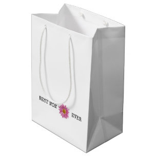 Sacola Para Presentes Média MELHOR MÃE DE TODAS Rosa Dália Moderno Dia das Mãe