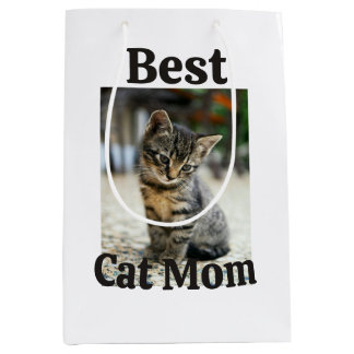 Sacola Para Presentes Média melhor mamãe gato papai pai mãe animal foto gatinh