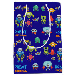 Sacola Para Presentes Média MELHOR ROBOT Gift Bag Ever - Blue Funny Cartoon