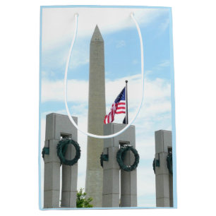 Sacola Para Presentes Média Memorial do Washington Monument e da WWII em DC