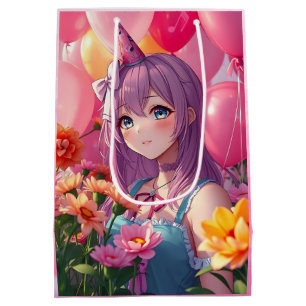 Sacola Para Presentes Média Menina de aniversário do filme Anime