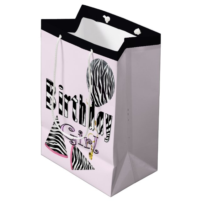 Sacola Para Presentes Média Menina do aniversário (Frente inclinada)