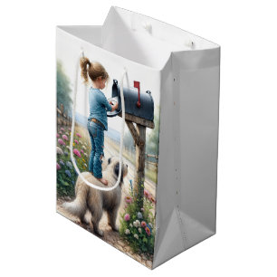 Sacola Para Presentes Média Menina Enviando Um Envelope