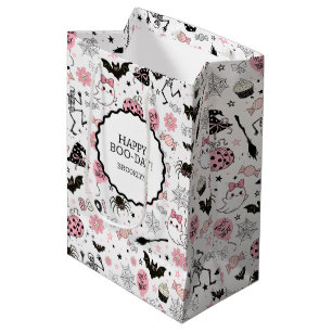 Sacola Para Presentes Média Menina Pequena Boo Rosa Aniversário de Halloween