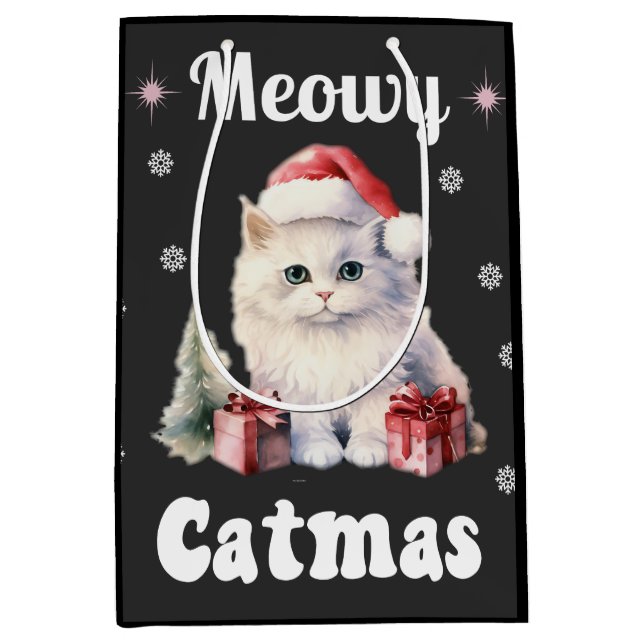 Sacola Para Presentes Média Meowy Catmas (Frente)