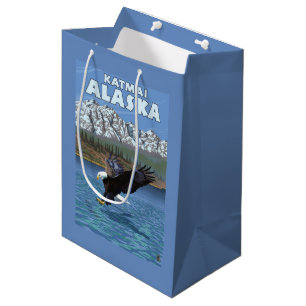 Sacola Para Presentes Média Mergulho da águia americana - Katmai, Alaska