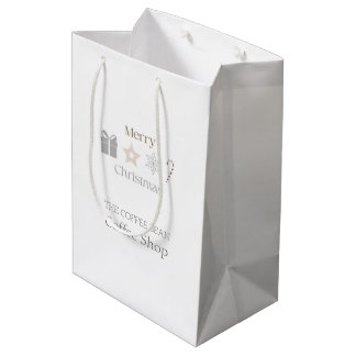 Sacola Para Presentes Média Merry Christmas Café Branding Seasonal Coffee Shop