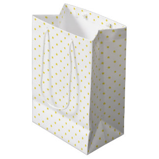 Sacola Para Presentes Média Micro Stars Golden Yellow - White