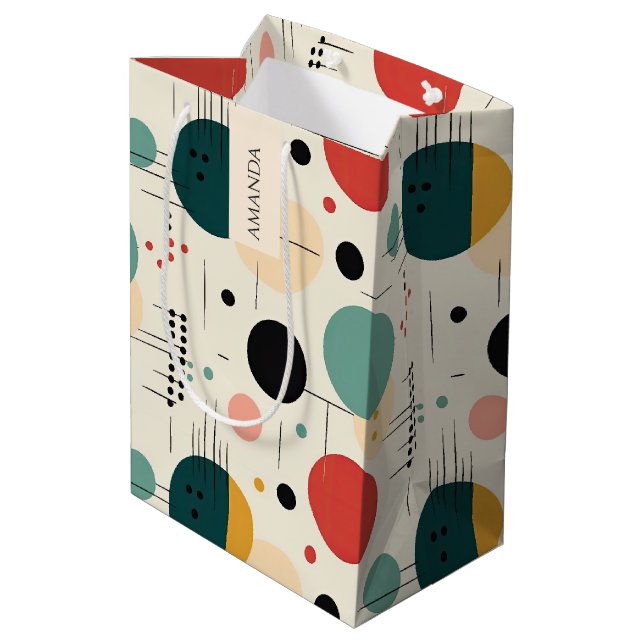 Sacola Para Presentes Média Mid century colorful geometric pattern (Verso inclinado)