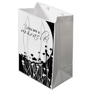 Sacola Para Presentes Média Milagre de recuperação, preto e branco